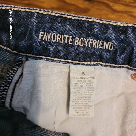 American Eagle Jeans 6 R Favorite Boyfriend Low Rise Medium Dark Wash Stretch - Picture 5 of 13